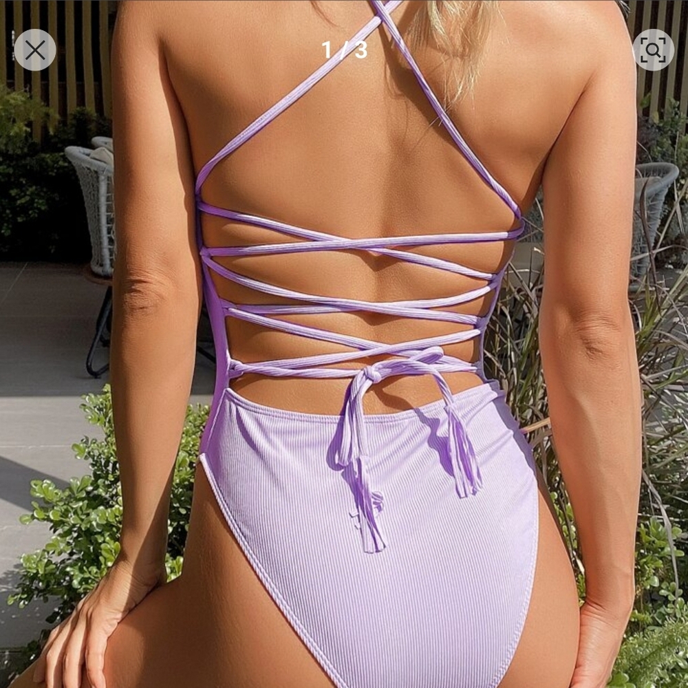 🔥🪻OUT OF STOCK!! HOT Lavender One Piece Swimsuit with Corseted Back - Medium